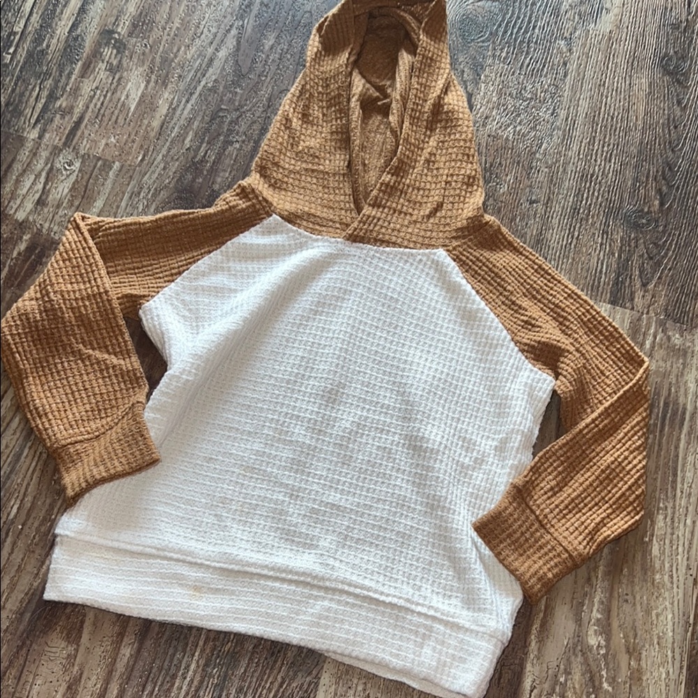 Old Navy Waffle-Knit Hoodie in White and Brown